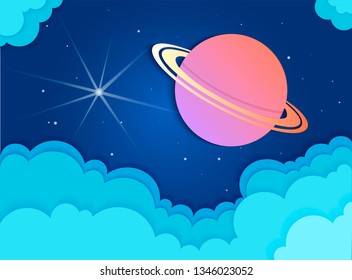 Space with planet and stars