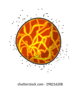 Space Planet Sun on a white background. Star with lava.  