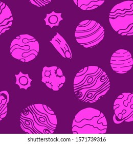 space planet theme in repeated pattern