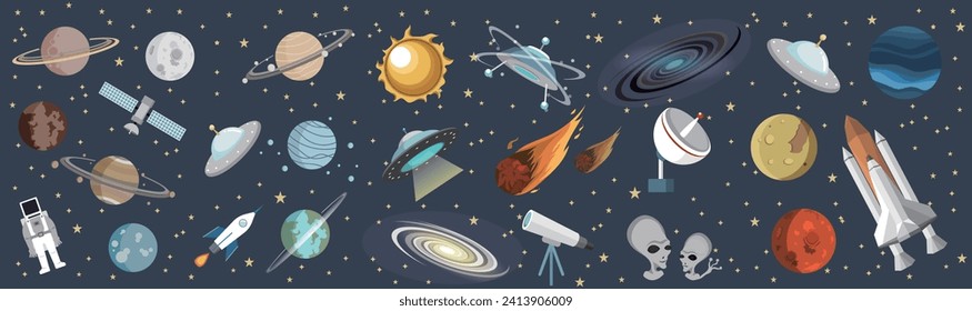 Space and planet vector design icon illustration collection