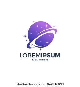 Space planet - vector logo template concept. Solar system abstract creative illustration. Galaxy sign. Design element.
