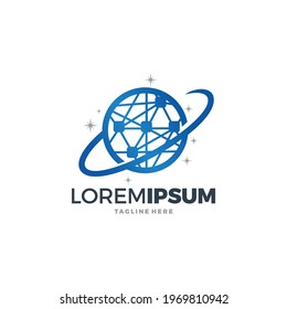 Space planet - vector logo template concept. Solar system abstract creative illustration. Galaxy sign. Design element.
