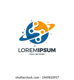 Space planet - vector logo template concept. Solar system abstract creative illustration. Galaxy sign. Design element.
