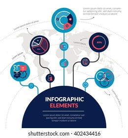 Space Planetary Science Research And Exploration Flat Infographic Elements Set With Orbits  Circle Infochart Statistics Vector Illustration