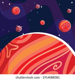 planetas espaciales y asteroides rocas galaxia astronomía ilustración vectorial