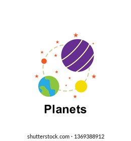 Space, planets color icon. Element of color space icon. Premium quality graphic design icon. Signs and symbols collection icon for websites, web design