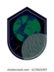 space planets cosmos badge design