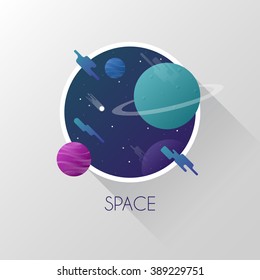 Space and planets in the futuristic style. Vector illustration.