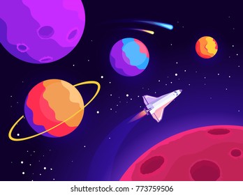 Space and planets. Journey to Mars. Spaceship travel to the stars