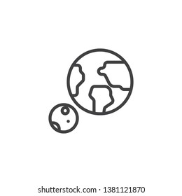 Space planets line icon. Earth and mars linear style sign for mobile concept and web design. Orbital planets outline vector icon. Cosmos symbol, logo illustration. Pixel perfect vector graphics