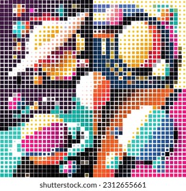 space, planets mosaic vector illustration for needlework
