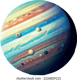 Space planets on white background