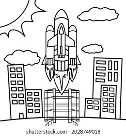 Space with planets, rockets, spaceships, constellations coloring book for adults vector illustration. Anti-stress for adult. Zentangle style. Black and white lines listen sun Lace pattern nature