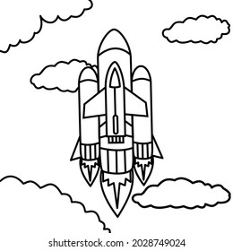 Space with planets, rockets, spaceships, constellations coloring book for adults vector illustration. Anti-stress for adult. Zentangle style. Black and white lines listen sun Lace pattern nature