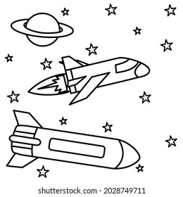 Space with planets, rockets, spaceships, constellations coloring book for adults vector illustration. Anti-stress for adult. Zentangle style. Black and white lines listen sun Lace pattern nature
