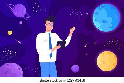 Space planets and science engineer presentation