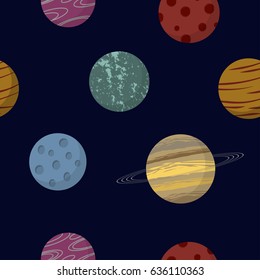 Space planets seamless pattern vector
