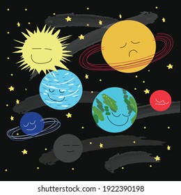 space the planets of the solar system different emotions