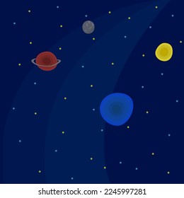Space with planets and stars