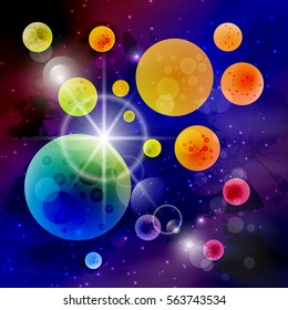 space space. Planets and stars. Illustration. Use for Website, phone computer printing fabric decoration design etc