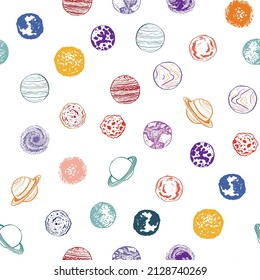 Space planets vector seamless pattern