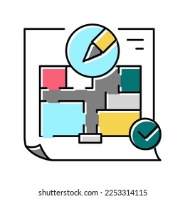 Raumplanung Raum Innenfarbsymbol Vektorgrafik. Raumplanungsraum-Innenschild. einzelne Symbolillustration