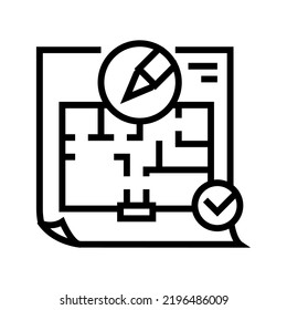 space planning room interior line icon vector. space planning room interior sign. isolated contour symbol black illustration