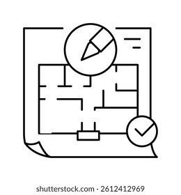 space planning room interior line icon vector. space planning room interior sign. isolated contour symbol black illustration