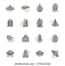 Space platform color vector icons for user interface design