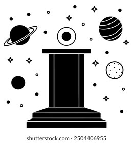 Space Podium Vector Illustration: Futuristic and Galactic Presentation Designs