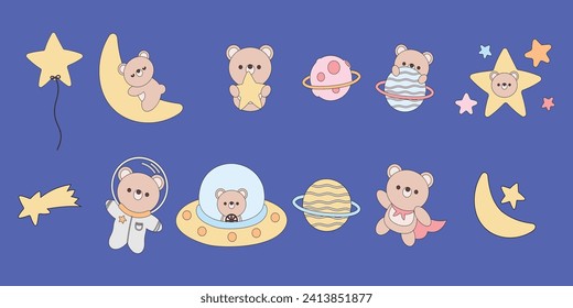 Space polar bear astronaut vector