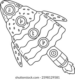 Space Popsicle Rocket Isolated Coloring Page 