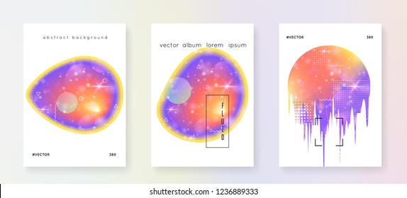 Space poster. 3d magic dreamer unicorn sparkles. Holographic gradients. Stellar science cover set with planets, sun, deep fluid light. Space poster with galaxy universe shapes and stars.