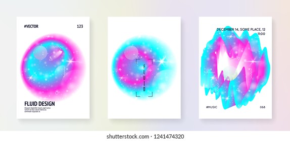 Space poster. 3d magic dreamer unicorn sparkles. Planetary science template set with planets, sun, deep fluid light. Holographic gradients. Space poster with galaxy universe shapes and stars.
