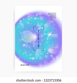 Space poster. 3d magic dreamer unicorn sparkles. Modern, Solar science cover with planet, sun, deep fluid light. Holographic gradients. Space poster with galaxy universe shapes and stars.