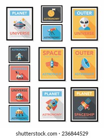 Space poster banner flat design background set, eps10