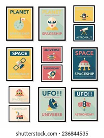 Space poster banner flat design background set, eps10