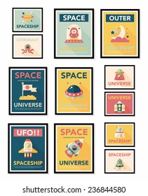 Space poster banner flat design background set, eps10