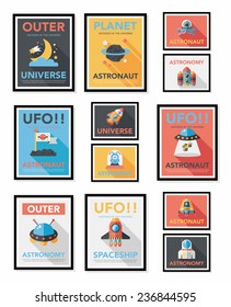 Space poster banner flat design background set, eps10