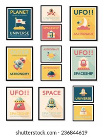 Space poster banner flat design background set, eps10