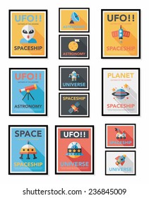 Space poster banner flat design background set, eps10