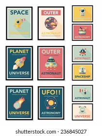 Space poster banner flat design background set, eps10