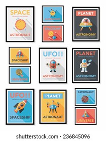 Space poster banner flat design background set, eps10