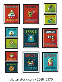 Space poster banner flat design background set, eps10