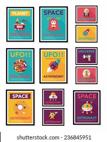 Space poster banner flat design background set, eps10