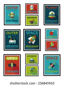 Space poster banner flat design background set, eps10