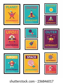 Space poster banner flat design background set, eps10