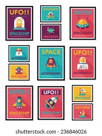 Space poster banner flat design background set, eps10