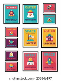 Space poster banner flat design background set, eps10