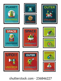 Space poster banner flat design background set, eps10